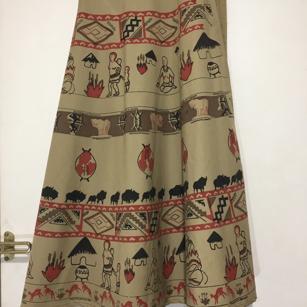 VINTAGE PRINTED WRAP MIDI SKIRTS SIZE M